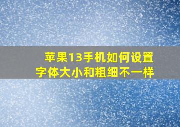 苹果13手机如何设置字体大小和粗细不一样