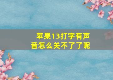 苹果13打字有声音怎么关不了了呢