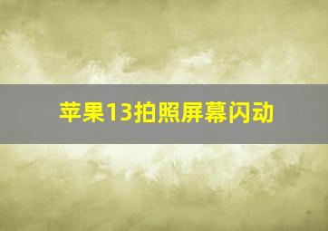 苹果13拍照屏幕闪动