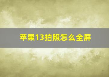 苹果13拍照怎么全屏