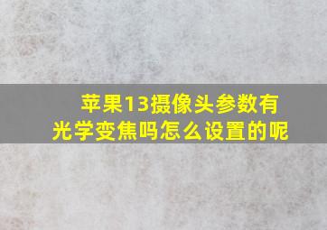 苹果13摄像头参数有光学变焦吗怎么设置的呢