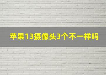 苹果13摄像头3个不一样吗