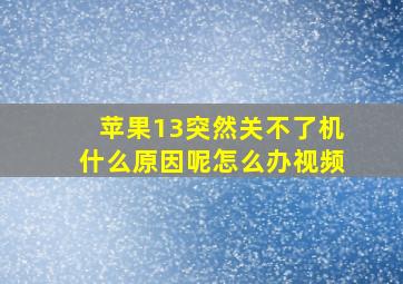 苹果13突然关不了机什么原因呢怎么办视频