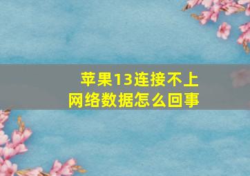 苹果13连接不上网络数据怎么回事