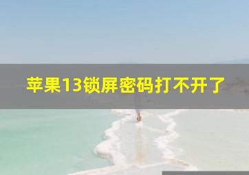 苹果13锁屏密码打不开了