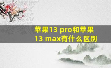 苹果13 pro和苹果13 max有什么区别