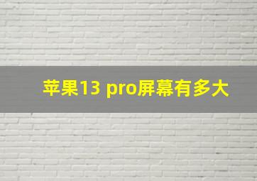 苹果13 pro屏幕有多大