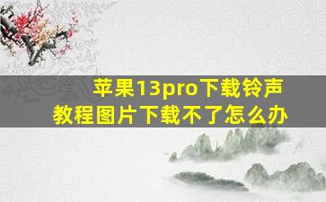 苹果13pro下载铃声教程图片下载不了怎么办