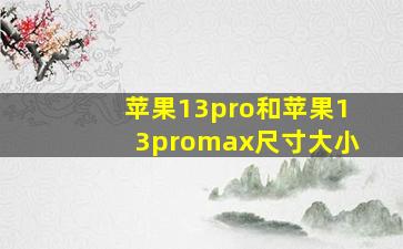 苹果13pro和苹果13promax尺寸大小