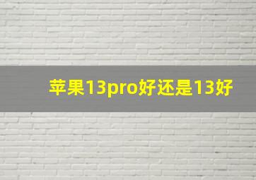 苹果13pro好还是13好