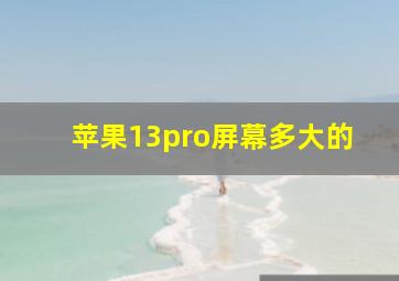 苹果13pro屏幕多大的