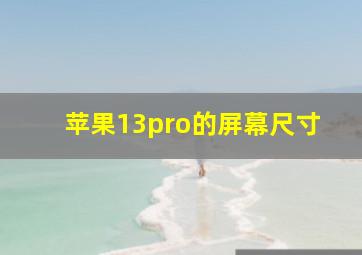 苹果13pro的屏幕尺寸