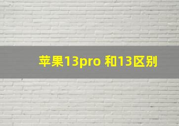 苹果13pro 和13区别