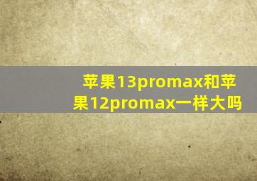 苹果13promax和苹果12promax一样大吗