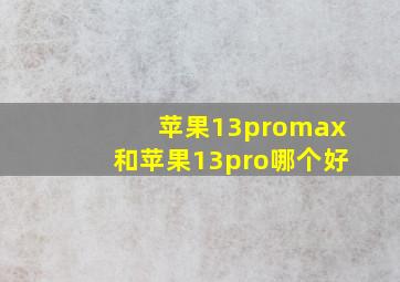 苹果13promax和苹果13pro哪个好