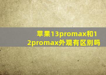 苹果13promax和12promax外观有区别吗