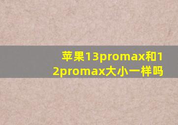 苹果13promax和12promax大小一样吗