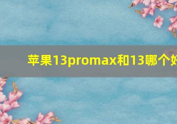 苹果13promax和13哪个好