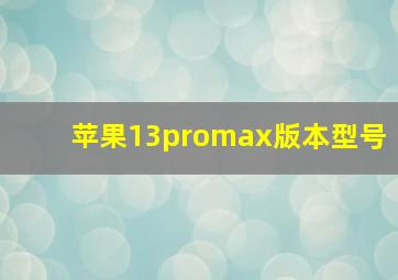 苹果13promax版本型号