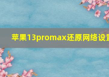 苹果13promax还原网络设置