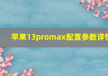 苹果13promax配置参数详情