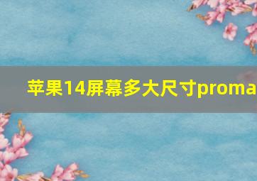 苹果14屏幕多大尺寸promax