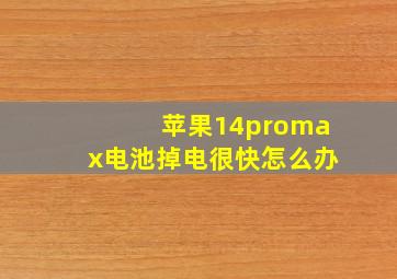 苹果14promax电池掉电很快怎么办