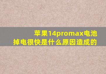 苹果14promax电池掉电很快是什么原因造成的