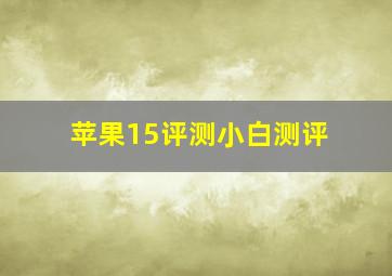 苹果15评测小白测评