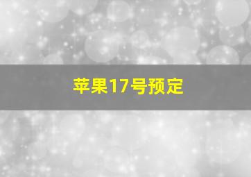 苹果17号预定