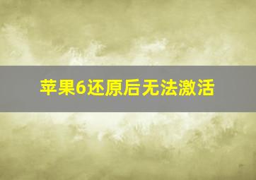 苹果6还原后无法激活