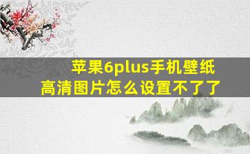 苹果6plus手机壁纸高清图片怎么设置不了了