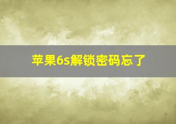 苹果6s解锁密码忘了