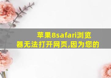 苹果8safari浏览器无法打开网页,因为您的