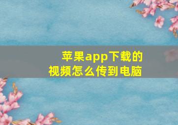 苹果app下载的视频怎么传到电脑