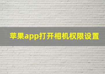 苹果app打开相机权限设置