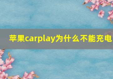 苹果carplay为什么不能充电