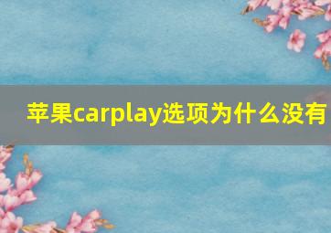 苹果carplay选项为什么没有