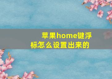 苹果home键浮标怎么设置出来的