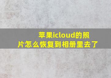 苹果icloud的照片怎么恢复到相册里去了