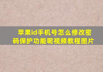 苹果id手机号怎么修改密码保护功能呢视频教程图片