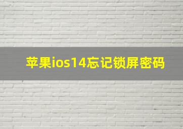 苹果ios14忘记锁屏密码