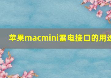 苹果macmini雷电接口的用途