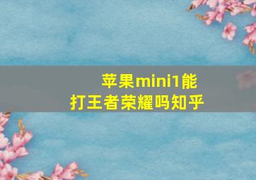 苹果mini1能打王者荣耀吗知乎