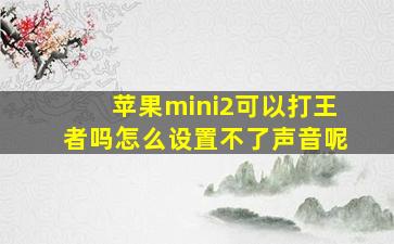 苹果mini2可以打王者吗怎么设置不了声音呢