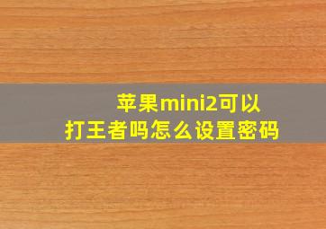 苹果mini2可以打王者吗怎么设置密码