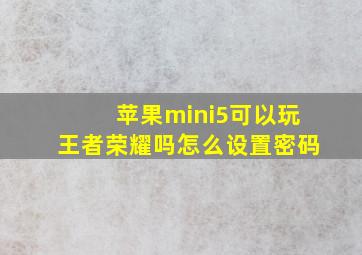 苹果mini5可以玩王者荣耀吗怎么设置密码