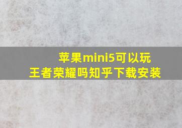 苹果mini5可以玩王者荣耀吗知乎下载安装