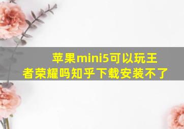 苹果mini5可以玩王者荣耀吗知乎下载安装不了