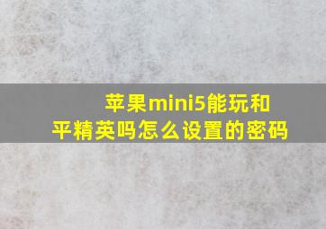 苹果mini5能玩和平精英吗怎么设置的密码